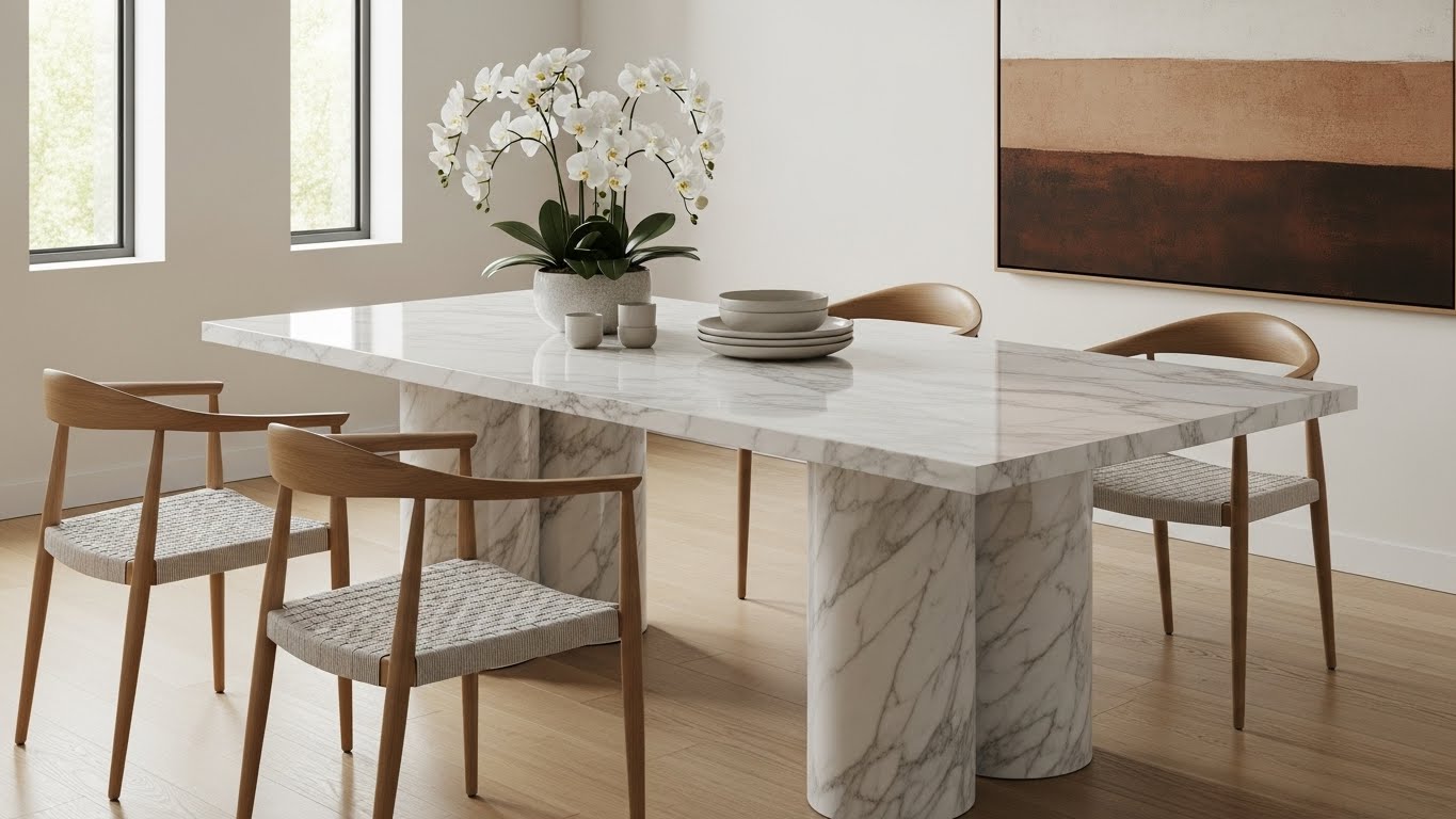 Marble Table Is the Perfect Centerpiece