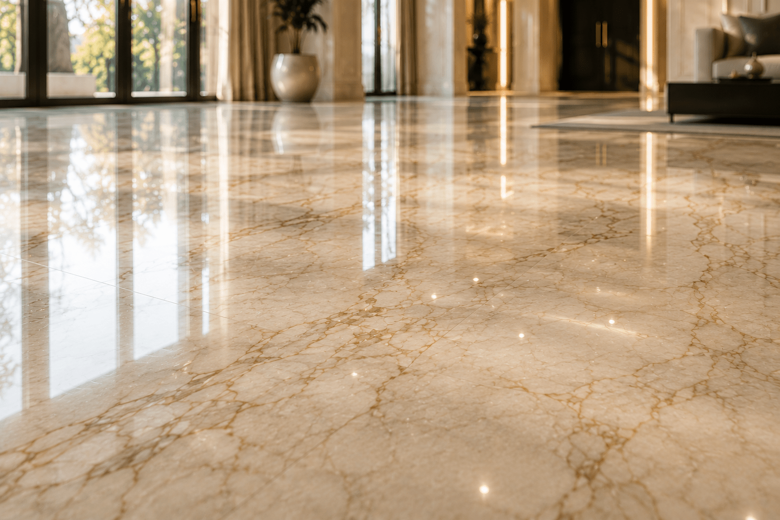 Marble polishing before restoration Dubai