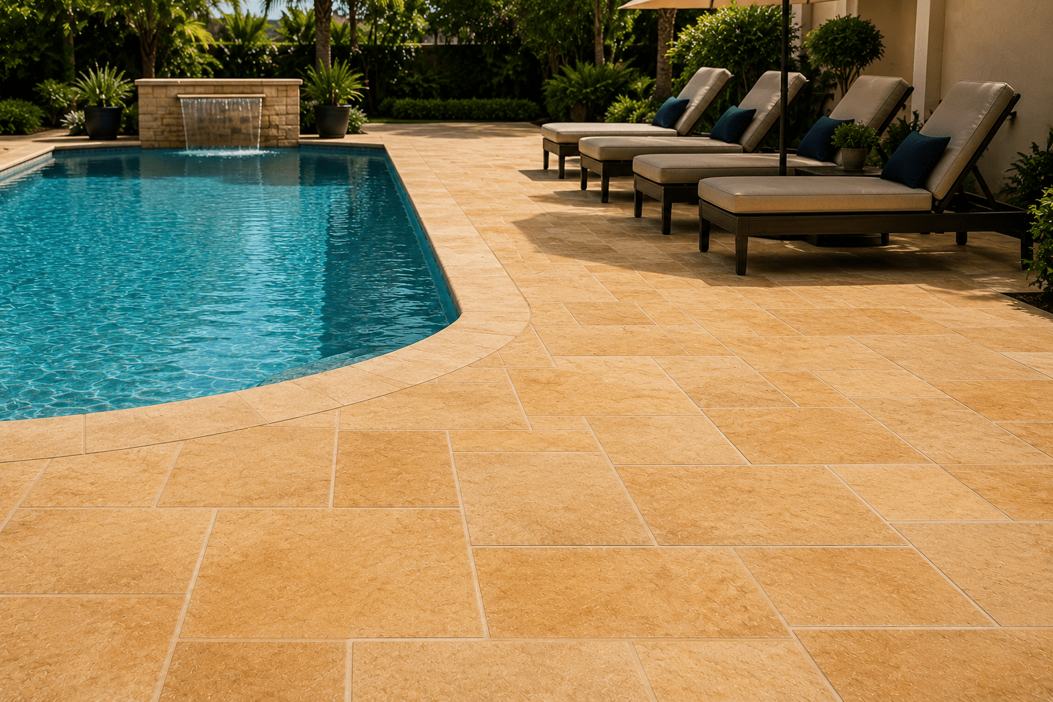 Poolside sandstone restoration Dubai