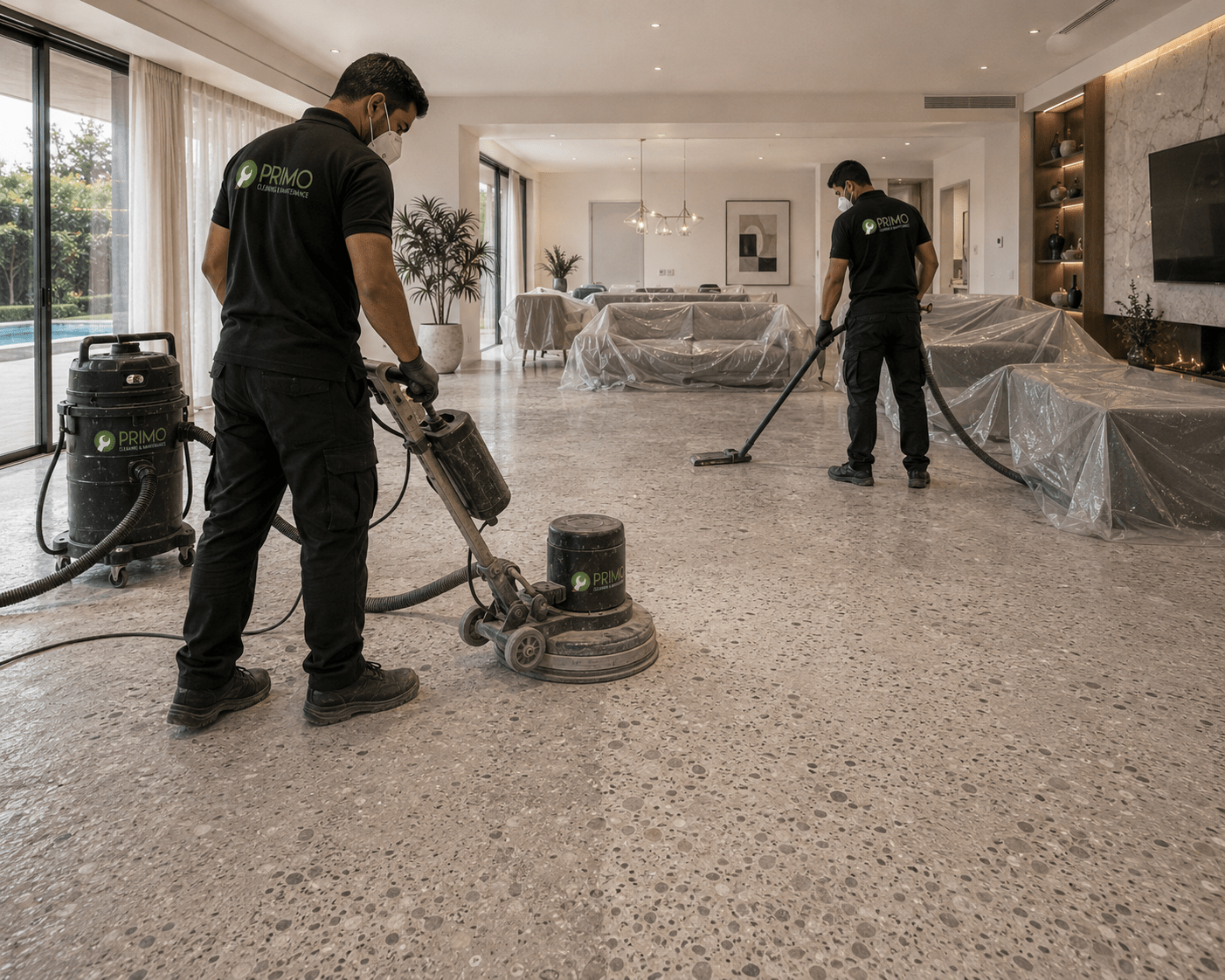 Before terrazzo polishing in Dubai