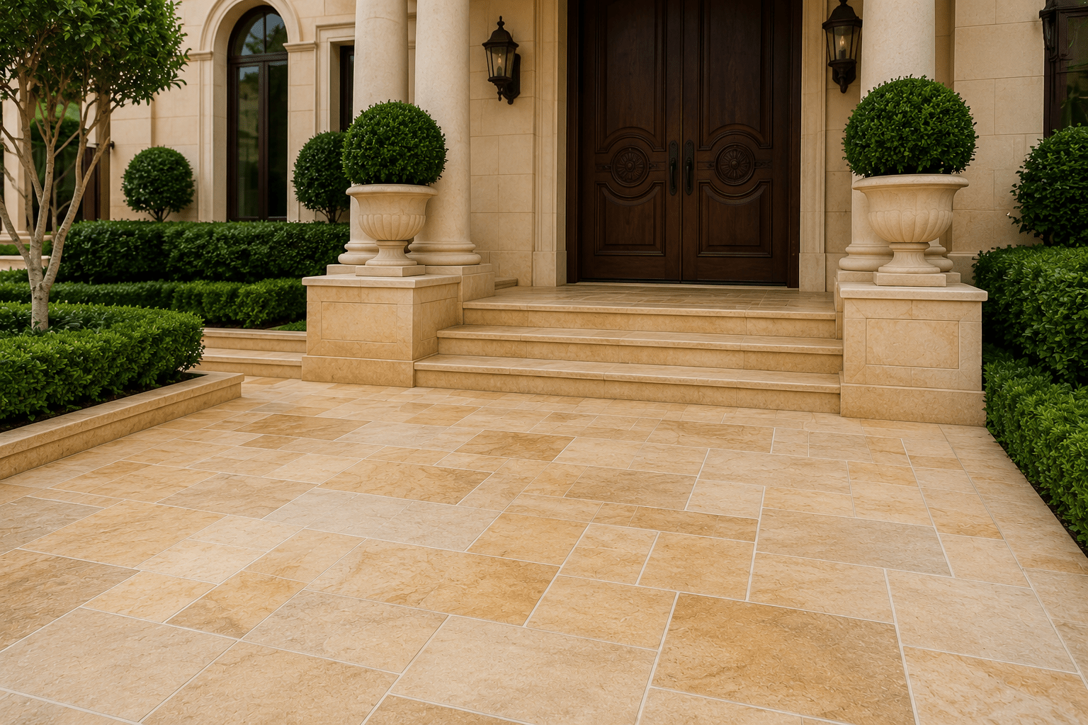 Villa entrance sandstone restoration Dubai