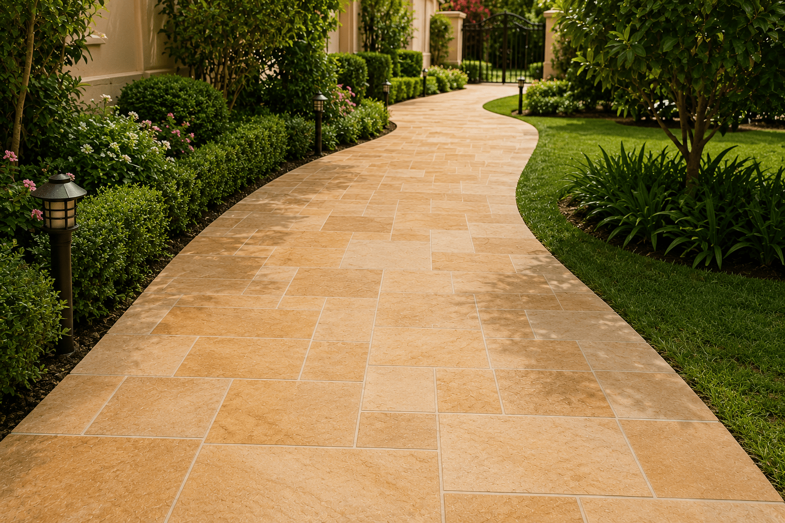 Garden walkway sandstone restoration Dubai