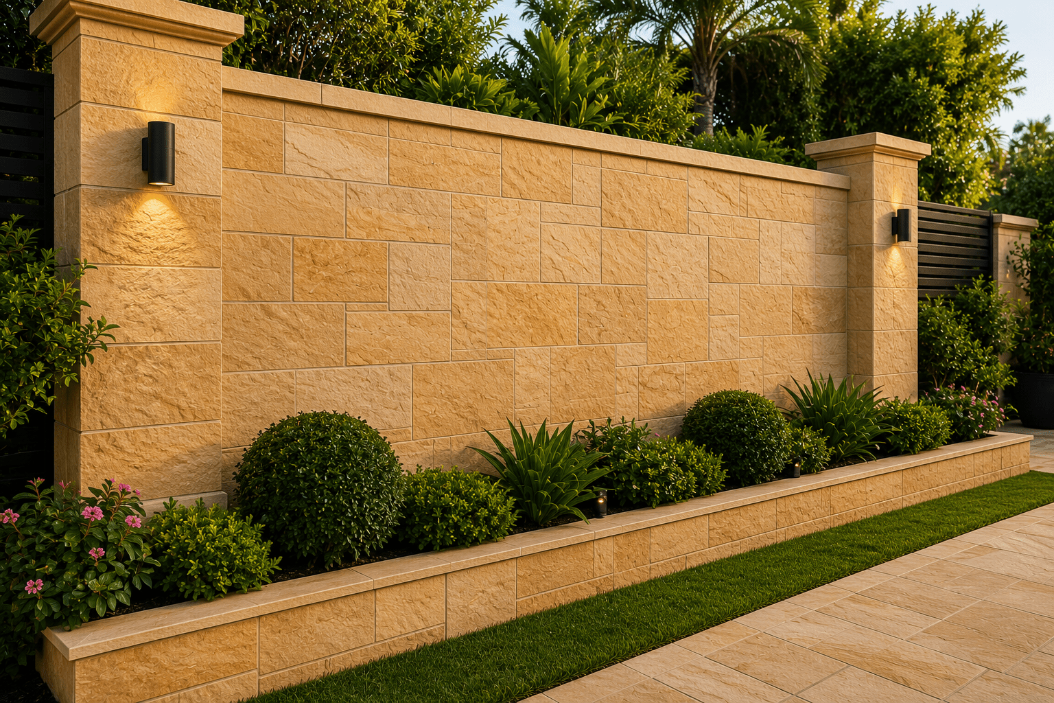Outdoor sandstone wall cladding restoration Dubai
