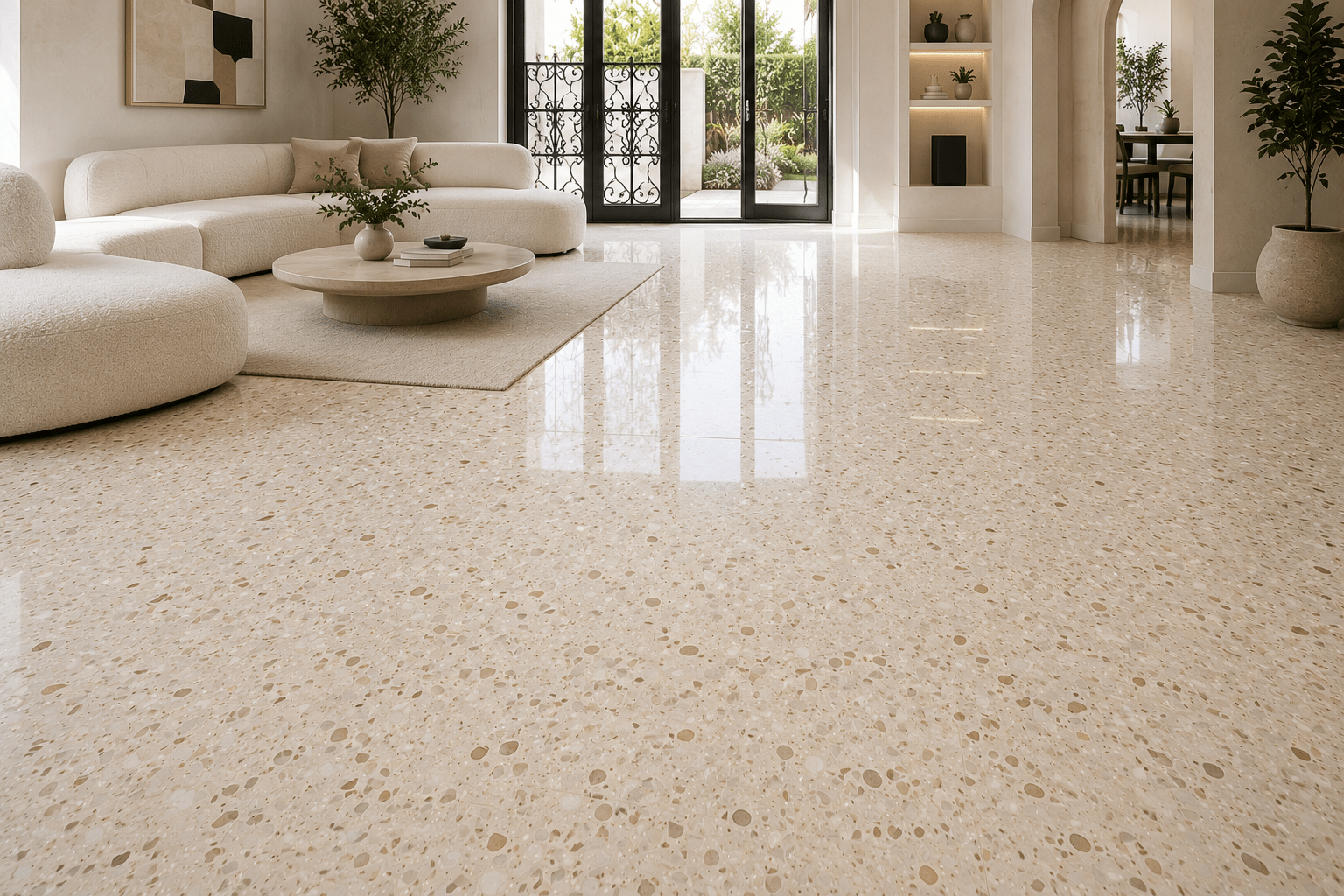 Beige cream terrazzo polishing Dubai