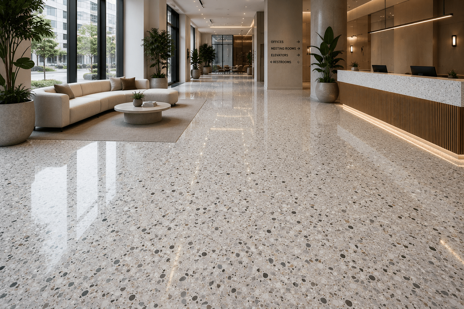 Commercial terrazzo floor polishing Dubai