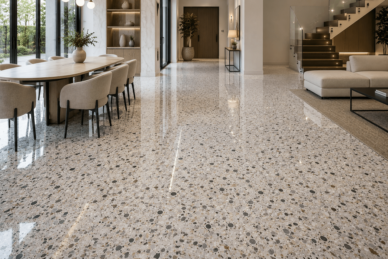 Polished terrazzo flooring Dubai