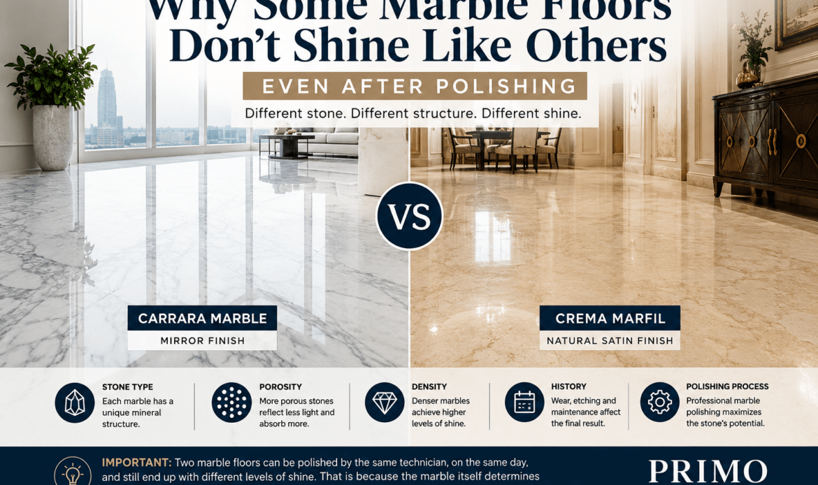 Why some marble floors do not shine like others after polishing in Dubai